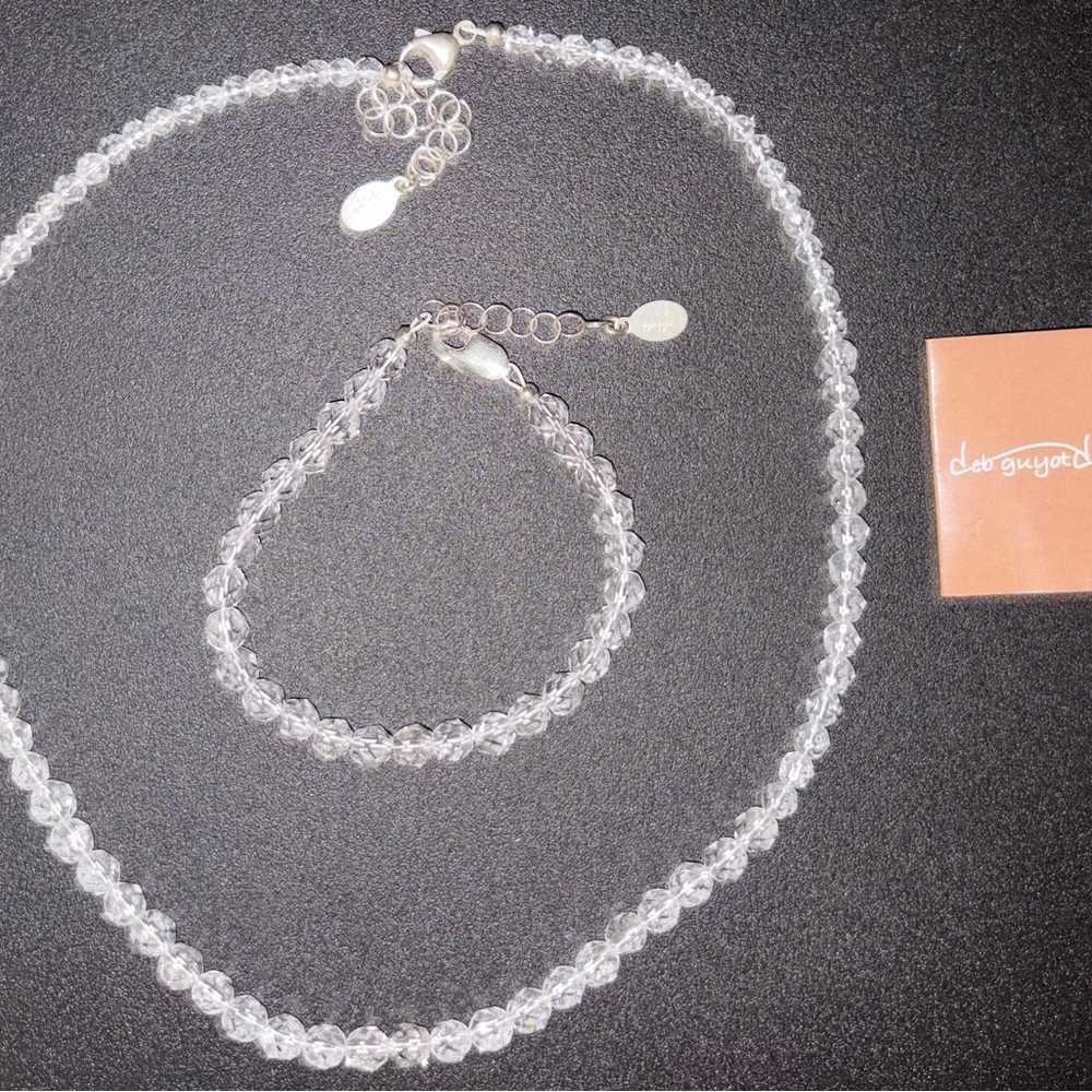 Deb Guyton Elegant Silver Crystal Necklace and Bracelet Set